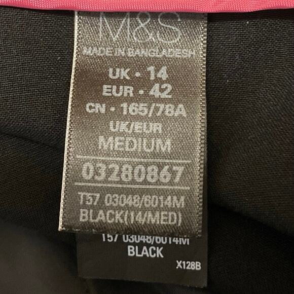 M&S Collection Modern Slim Black Straight Leg High Waist Trousers Dress Pants M - Picture 5 of 6